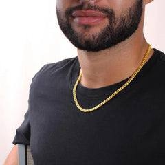 14K Single Circle Dense Chain Cuban Link Chain Male Titanium Steel Necklace Bracelet Gift For Son