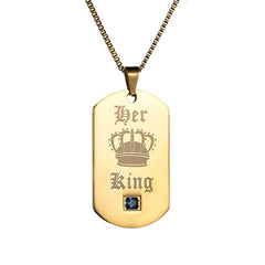 Gold Stainless Steel Personalized Pendant Lover Necklace