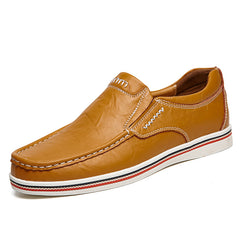 Breathable Leather Shoes Dad Toe Layer Cowhide Single