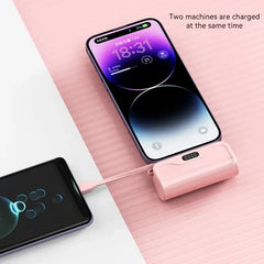 10000Mah Mini Capsule Power Bank 2 in 1 Built in Cable Large Capacity Fast Charging External Battery Plug Play for Iphone Type-C