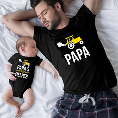 Yellow Car Father And Son Outfit Parent-child