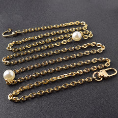 Electroplating Pearl Bag With Metal Flat O-shaped Chain