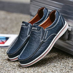 Breathable Leather Shoes Dad Toe Layer Cowhide Single