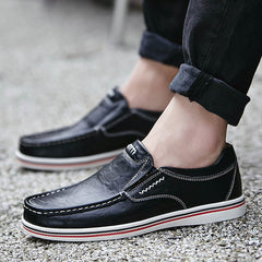 Breathable Leather Shoes Dad Toe Layer Cowhide Single