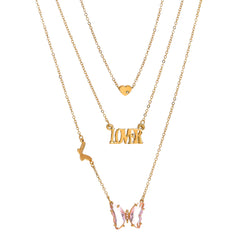 Super Fairy Zircon Butterfly Lover Pendant Necklace