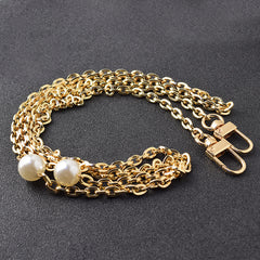 Electroplating Pearl Bag With Metal Flat O-shaped Chain