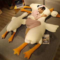 Giant Silly Goose Pillow : Huggable Long Pillow Soft Stuffed Giant Duck Cuddly Swan Doll Huge Simulation Big White Goose Plush Toy for Kid Birthday Gift