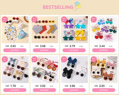 Colorful Kids' Hair Accessories Set with Heart-Shape Sunglasses Dot Hairpins and Bow-Knot Hair Clips for Short Hair.