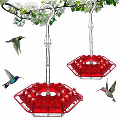 Pet Bird Feeder Outdoor Hanging Hexagon Wild Birds Feeder Food Dispenser Leak-Proof Hummingbird Feeder For Hummer Birds Bees