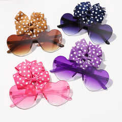 Colorful Kids' Hair Accessories Set with Heart-Shape Sunglasses Dot Hairpins and Bow-Knot Hair Clips for Short Hair.