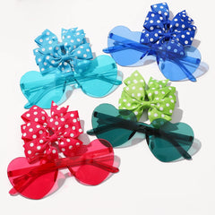 Colorful Kids' Hair Accessories Set with Heart-Shape Sunglasses Dot Hairpins and Bow-Knot Hair Clips for Short Hair.