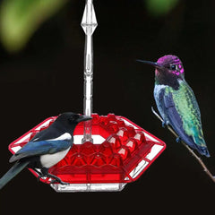 Pet Bird Feeder Outdoor Hanging Hexagon Wild Birds Feeder Food Dispenser Leak-Proof Hummingbird Feeder For Hummer Birds Bees