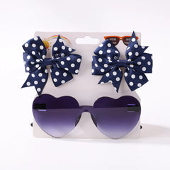 Colorful Kids' Hair Accessories Set with Heart-Shape Sunglasses Dot Hairpins and Bow-Knot Hair Clips for Short Hair.