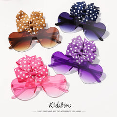 Colorful Kids' Hair Accessories Set with Heart-Shape Sunglasses Dot Hairpins and Bow-Knot Hair Clips for Short Hair.