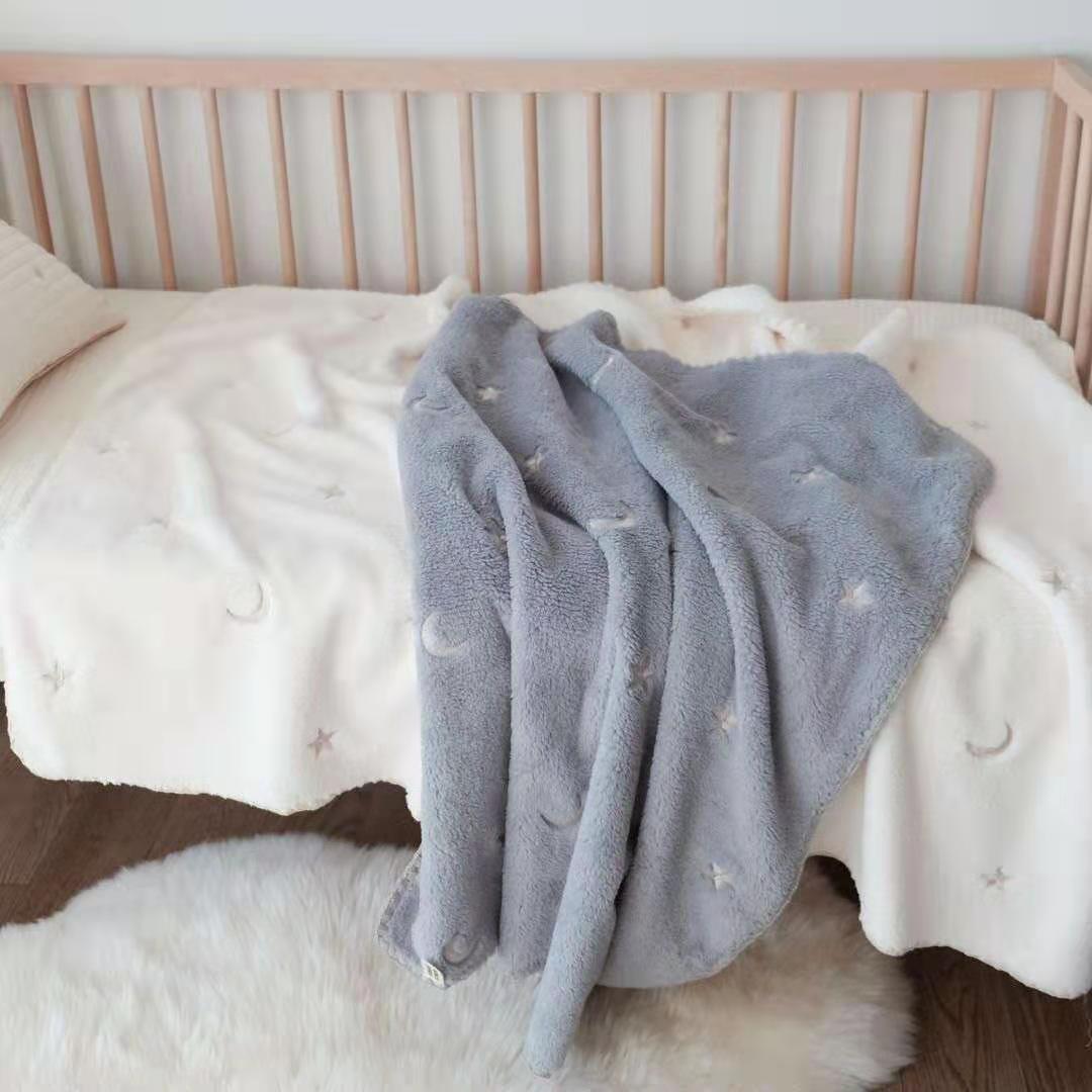 Fleece Children's Embroidered Blanket Thickened Blanket