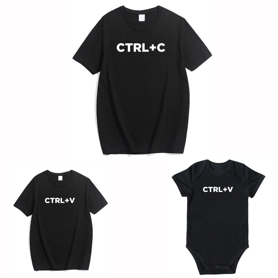 Parent-child Father-son T-shirt Short-sleeved Family Fun Top Classic Funny