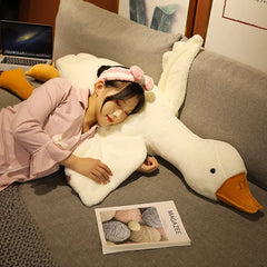 Giant Silly Goose Pillow : Huggable Long Pillow Soft Stuffed Giant Duck Cuddly Swan Doll Huge Simulation Big White Goose Plush Toy for Kid Birthday Gift