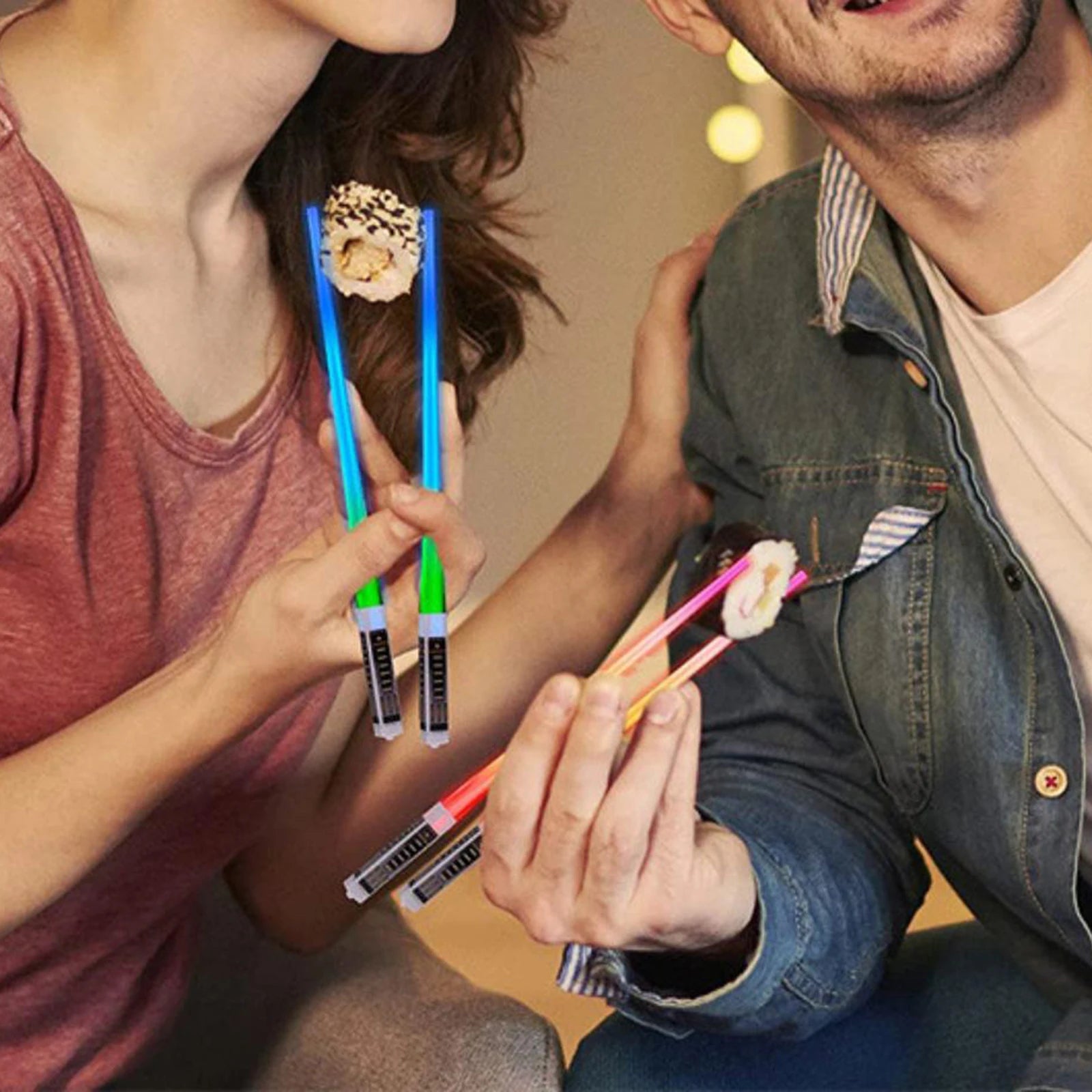 1 Pair Glowing Chopsticks Light Up Sticks Versatile LED Chopsticks for Club Party Wedding Birthday Raves Concert
