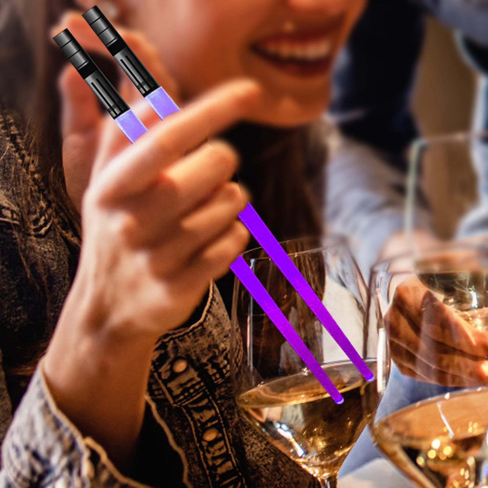 1 Pair Glowing Chopsticks Light Up Sticks Versatile LED Chopsticks for Club Party Wedding Birthday Raves Concert