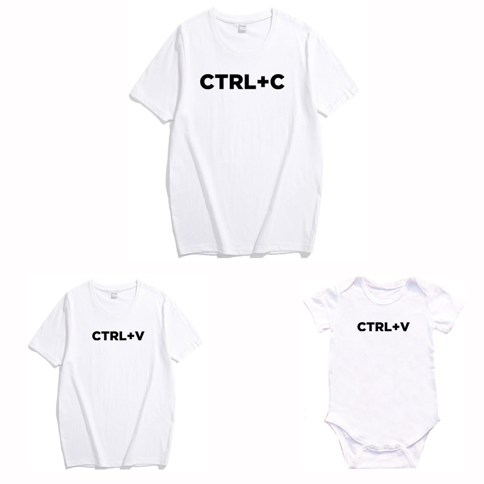 Parent-child Father-son T-shirt Short-sleeved Family Fun Top Classic Funny